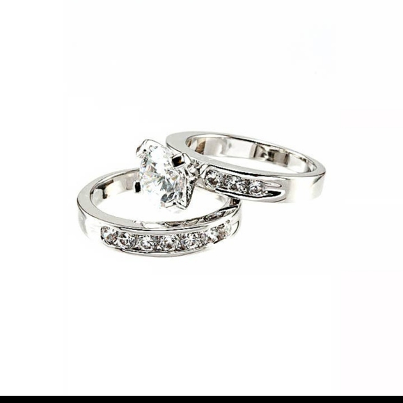 Double stack CZ ring rhodium - Picture 2 of 2